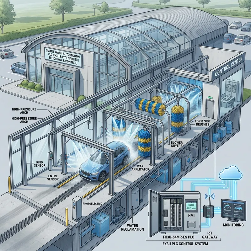 Automated Car Wash System Design with FX3U PLC Control and IoT Integration Automated Car Wash System Design with FX3U PLC Control and IoT Integration