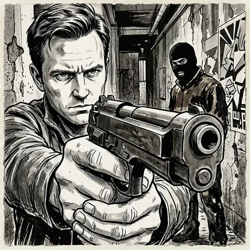 Dramatic Manga-style Illustration in Black and White