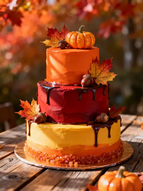 Autumn-Themed Cake: A Hyper-Realistic Delight