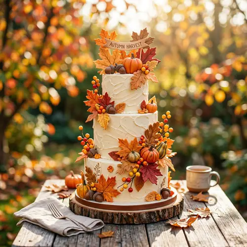Autumn-Themed Cake: A Hyper-Realistic Delight