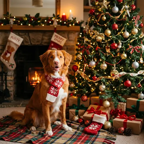 Christmas with a Nova Scotia Duck Tolling Retriever