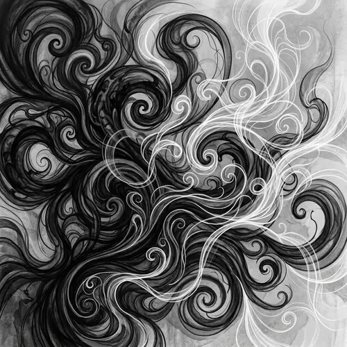 Monochromatic Abstract Swirly Background in Black and White