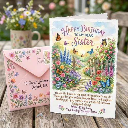 Beautiful Watercolor Birthday Card for Elder Sister
