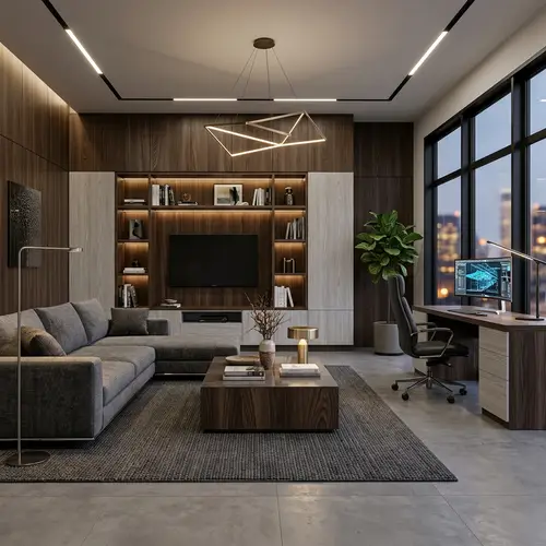 Hyper-Realistic Elegant Room with Dark and Light Melamine