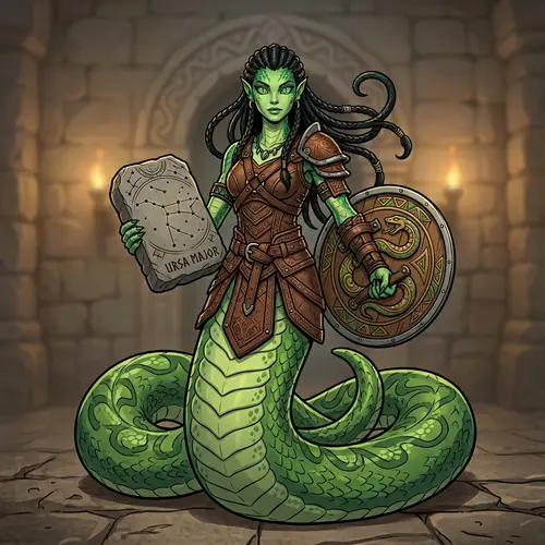 Serpent Woman Character Design in Cartoon Art