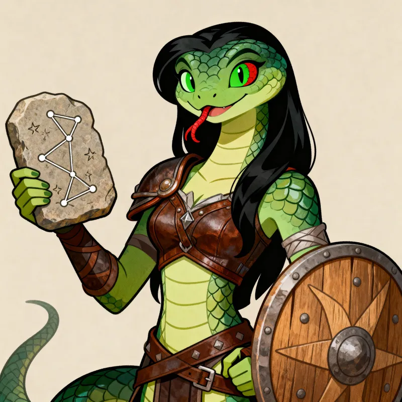 Serpent Woman Character Design in Cartoon Art
