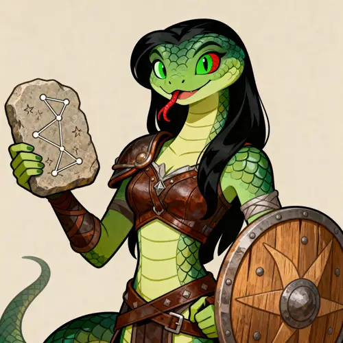 Serpent Woman Character Design in Cartoon Art