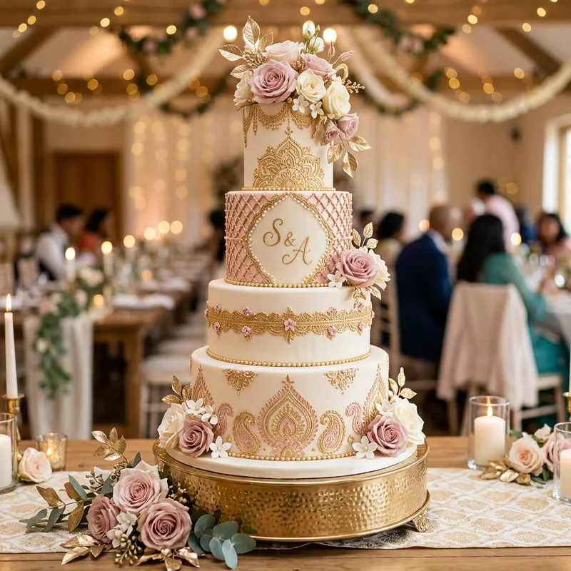 Elegant Indian-Inspired 4 Tier Cake Design