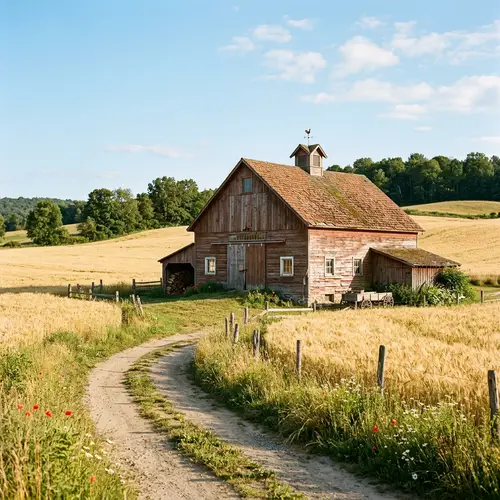 Rustic Barn in the Countryside: Weathered Charm and Tranquil Aura