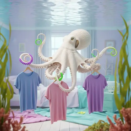 Colorful Octopus Fashion in a Pastel Bedroom