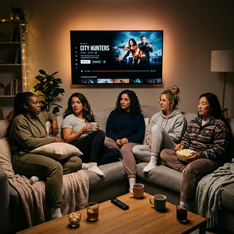Diverse Women Chilling on Couch Watching Netflix | Stylish Lounge-Wear