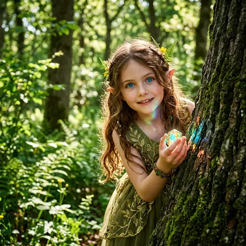 Enchanting Cute Elf Girl in Forest