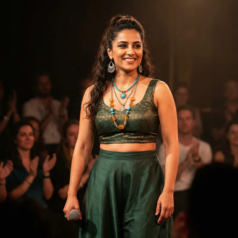 Stunning Diva in Crop Top & Trousers | Fashionable Makeup & Jewelry