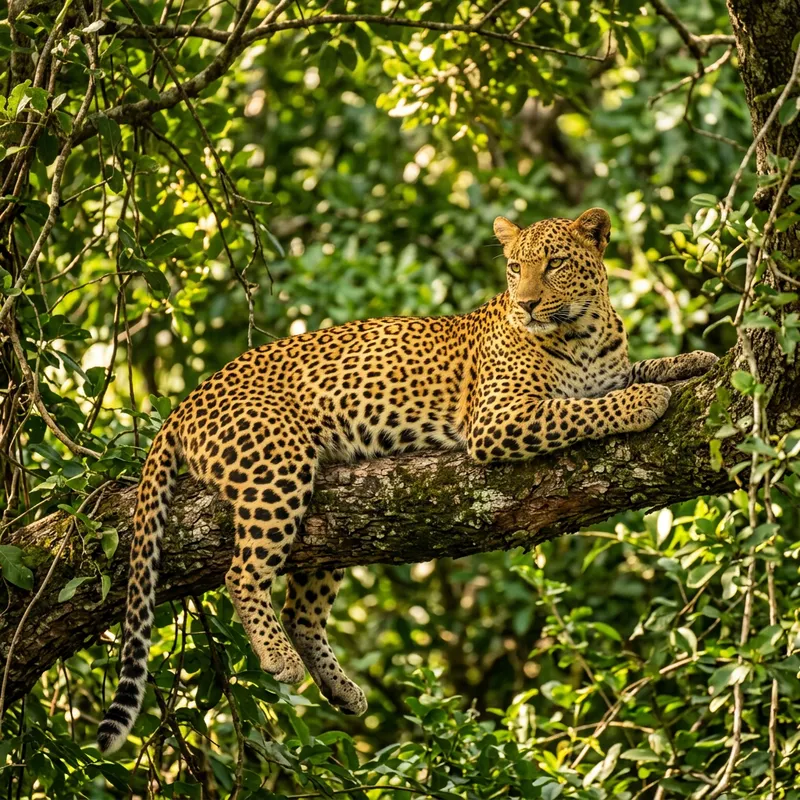 Beautiful Leopard Resting in a Tree