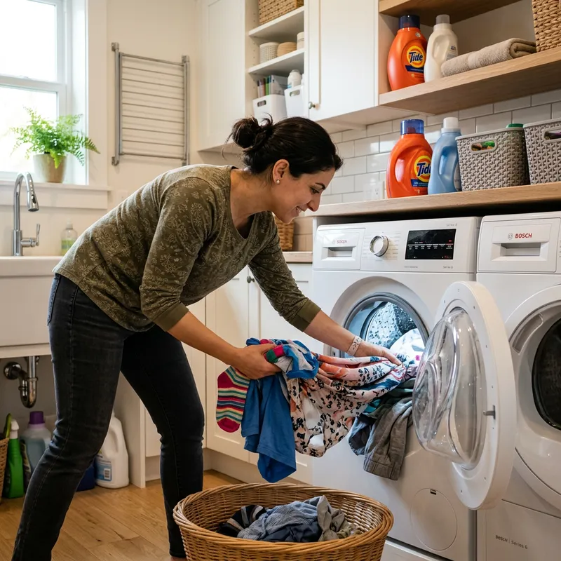 Laundry Day: Removing Clothes from the Washing Machine Laundry Day: Removing Clothes from the Washing Machine