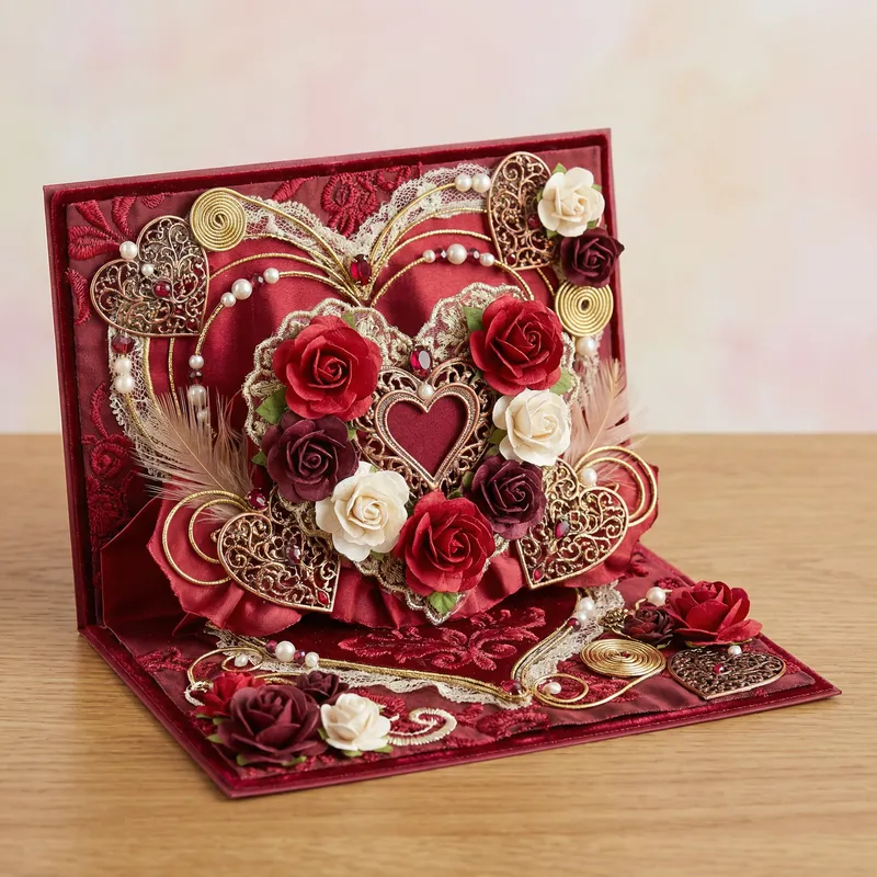 Romantic Valentine Card Designs with Roses and Love Symbols