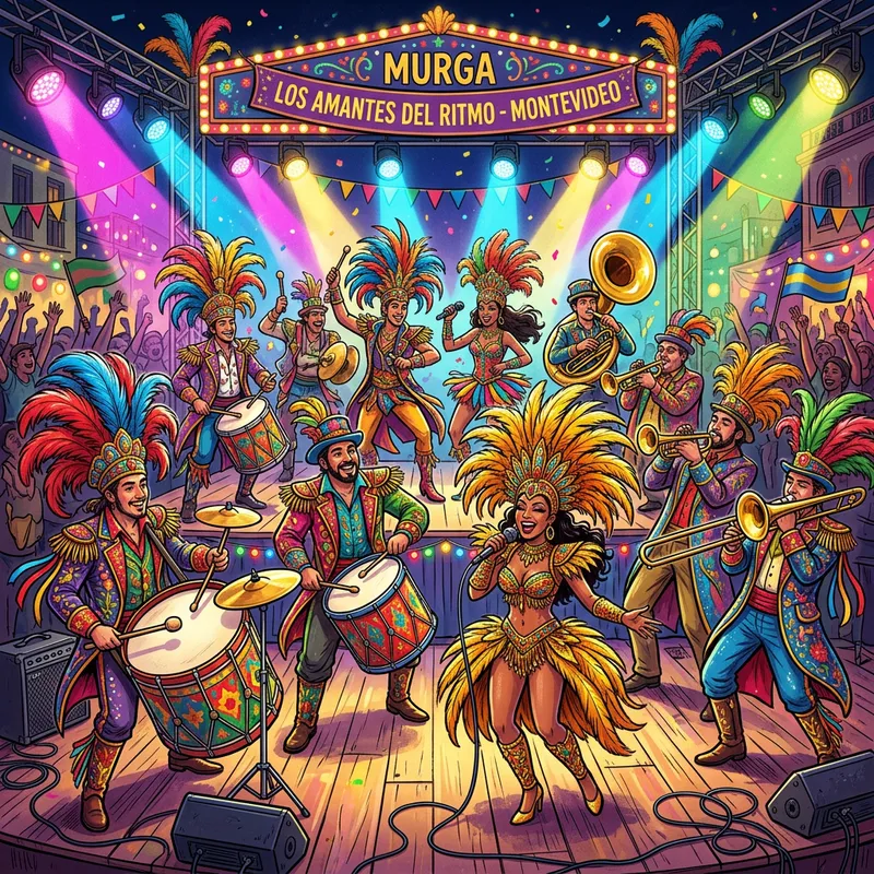 Colorful Murga Band Performance Illustration Colorful Murga Band Performance Illustration