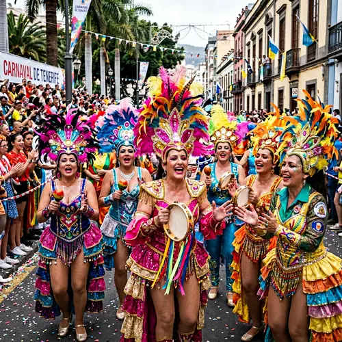 Murga Costume Festival: Colorful Women at Tenerife Carnival