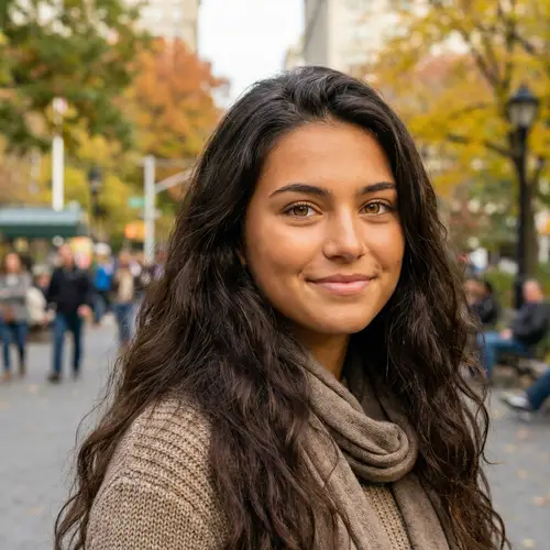 18-Year-Old Female with Wavy Brunette Hair & Honey Eyes