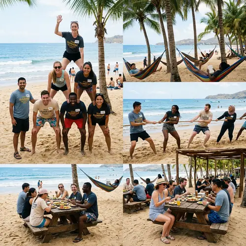 Corporate Team Building Beach Activity with Diverse Participants