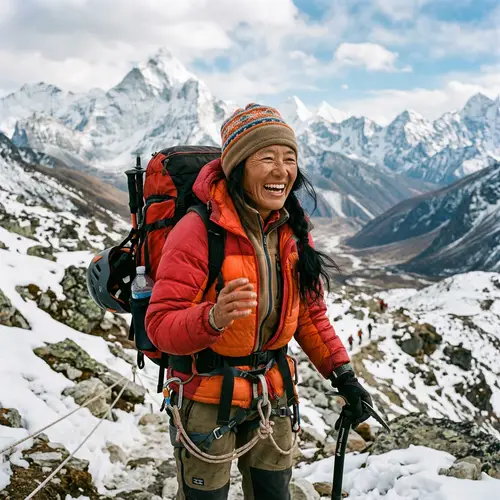 60-Year-Old Female Climber: Trailblazer with Humor