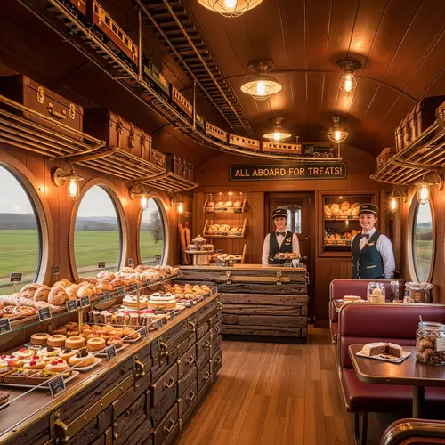 Railway Theme Bakery Shop - Freshly Baked Delights