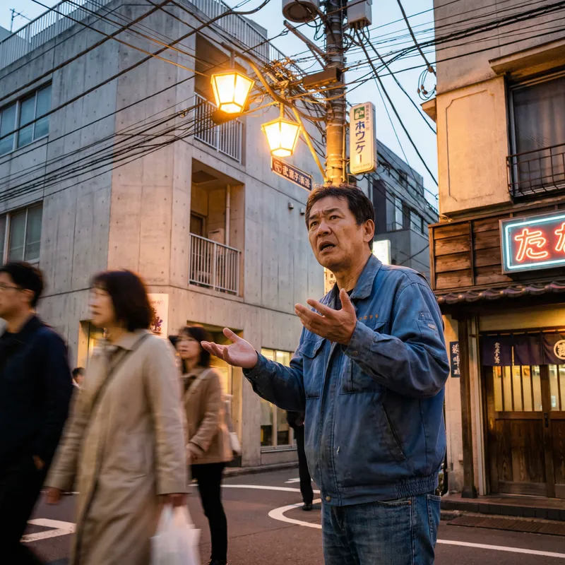 Confused Man: Urban Confusion in Casual Attire Confused Man: Urban Confusion in Casual Attire