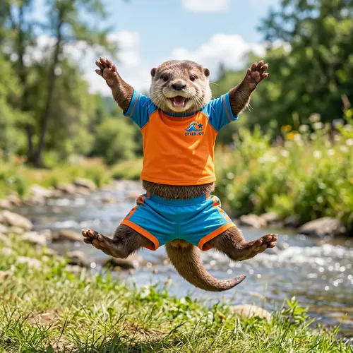 Cute Otter in Vibrant Orange and Blue Outfit