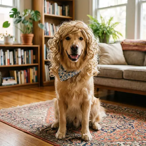 Dog Wearing a Wig - Adorable Canine Beauty Transformation