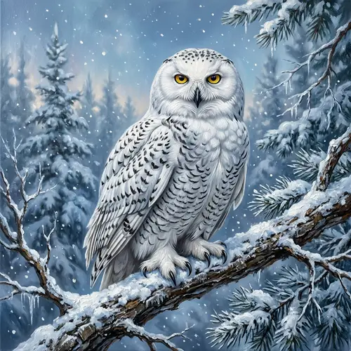Majestic Snowy Owl Art: Wildlife Painting by Robert Bateman Style