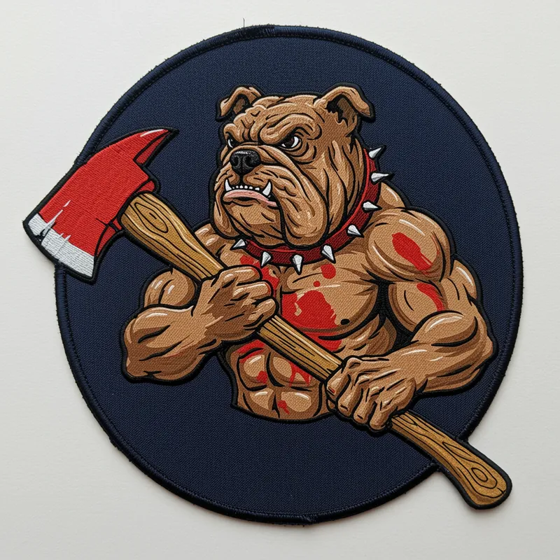 Bulldog Patch with Fire Axe - Unique Design