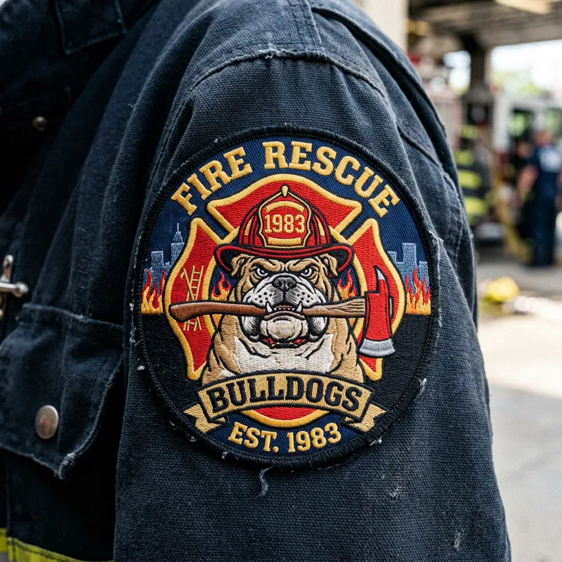 Bulldog Patch with Fire Axe - Unique Design Bulldog Patch with Fire Axe - Unique Design