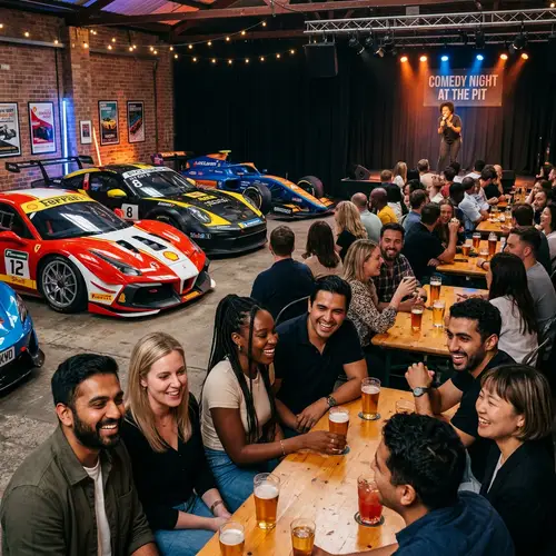 Diverse Stand-Up Comedy Show with Race Cars | Spectators and Comedy