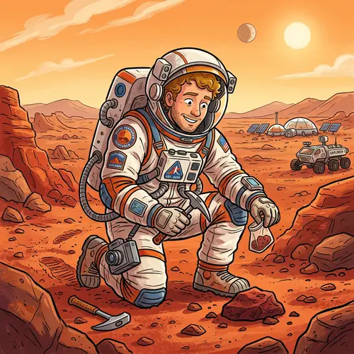 Space Entrepreneur Explores Martian Landscape