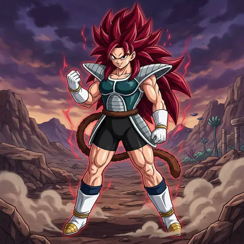 Female Saiyan with Red Hair | Powerful Warrior Art