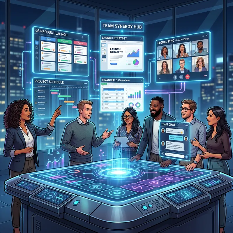 Futuristic Project Management Platform Illustration