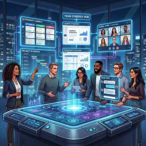 Futuristic Project Management Platform Illustration