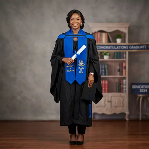 Black Toga with Blue Scarf for Courses