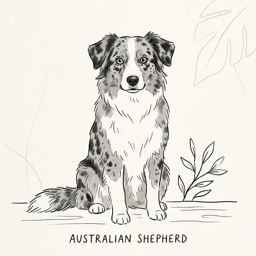 Blue Merle Australian Shepherd Drawing | Beautiful Artwork