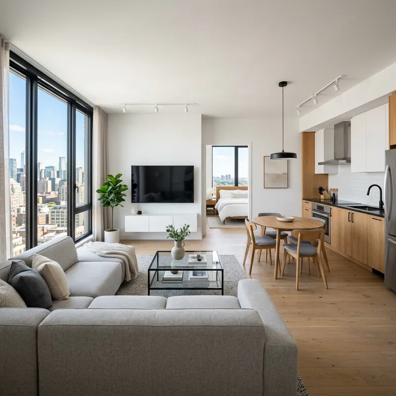 Modern Apartment with Spacious Living Room & Minimalist Decor Modern Apartment with Spacious Living Room & Minimalist Decor