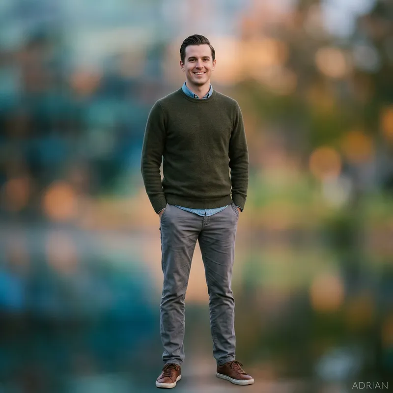 Adrian: Friendly Male Figure in Casual Attire