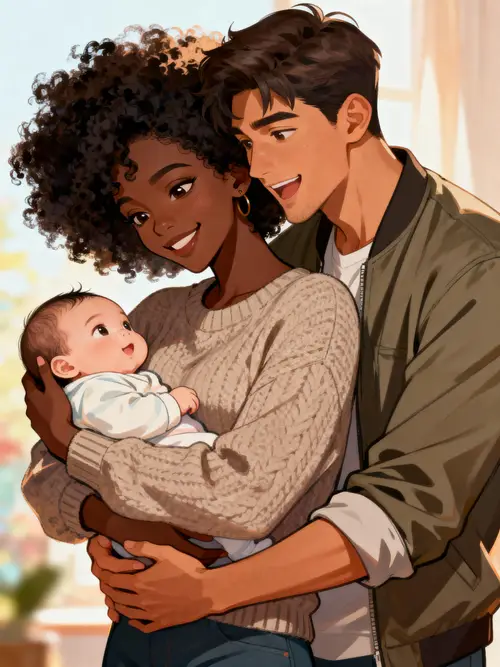 Korean Manhwa Art: Family Embrace