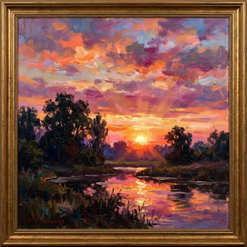 Impressionistic Sunset Painting | Landscape Art