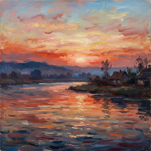 Stunning Sunset Impressionism Art Piece