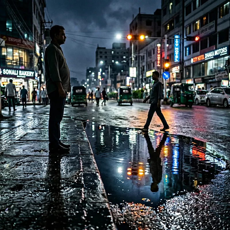 Surreal Reflection: Puddle Illusion Art