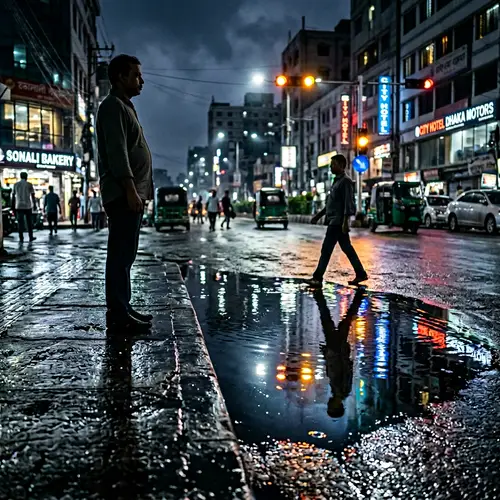 Surreal Reflection: Puddle Illusion Art