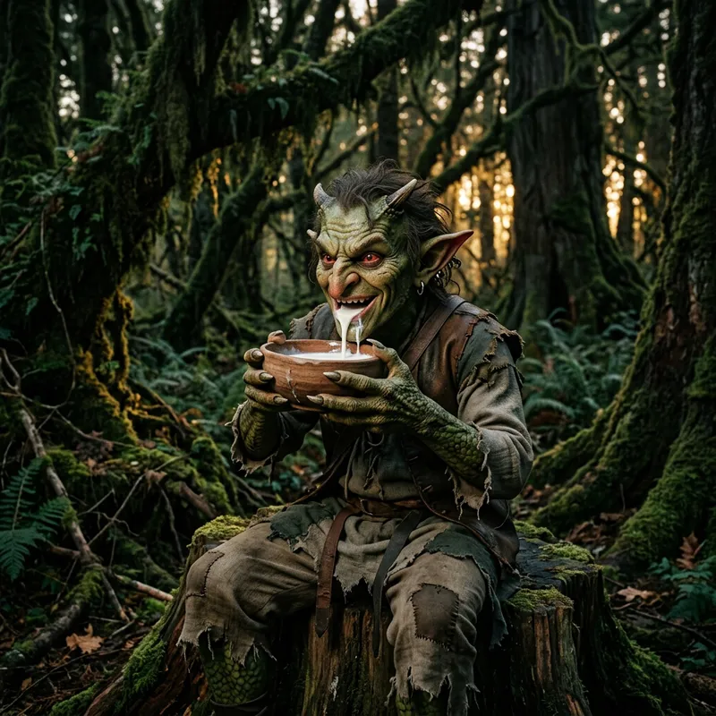 Enchanting Wilderness: Hobgoblin Drinking Creamy Milk