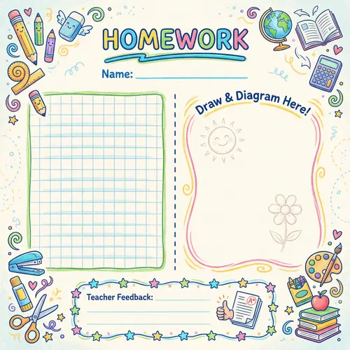 Vibrant Design for Homework | Grid Patterns, Doodles, Feedback