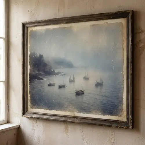 Vintage Coastal Scene Wall Print | Nautical Art Decor