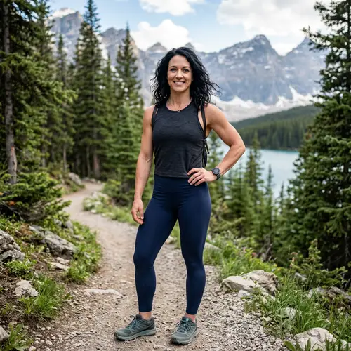 Stunning Woman with Blue Eyes and Wavy Black Hair